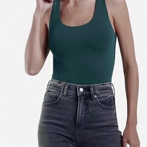 Express “Body Contour” Deep Emerald Green Bodysuit